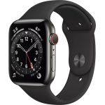Apple Watch Series 6 LTE 44 мм (сталь графитовый/черный спортивный) (M09H3)