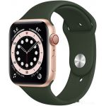 Apple Watch Series 6 LTE 44 мм (сталь золотистый/зеленый спортивный) (M09F3)
