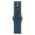 Apple Watch Series 9 45 мм, корпус из алюминия серебристого цвета, спортивный ремешок цвета «грозовой синий»