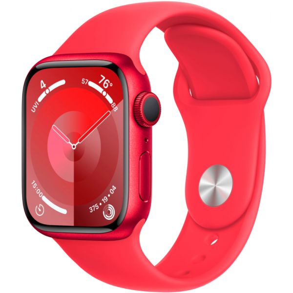 Apple Watch Series 9 45 мм, корпус из алюминия цвета (PRODUCT)RED, спортивный ремешок цвета (PRODUCT)RED