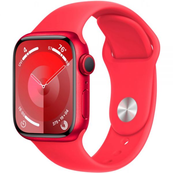 Apple Watch Series 9 41 мм, корпус из алюминия цвета (PRODUCT)RED, спортивный ремешок цвета (PRODUCT)RED