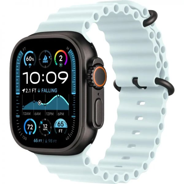 Apple Watch Ultra 2 2024 GPS + Cellular 49mm Black Titanium Case with Ice Blue Ocean Band