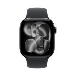 Apple Watch Series 11 42 (алюминиевый корпус, черный/черный, спортивный силиконовый ремешок)