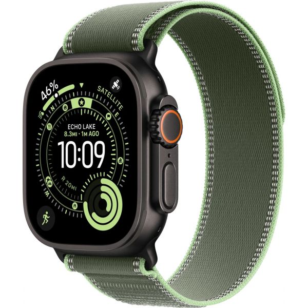 Apple Watch Ultra 3 LTE 49 мм (титановый корпус, черный/зеленый, нейлоновый ремешок)